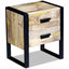 sidebord med 2 skuffer massivt mangotræ 43x33x51 cm