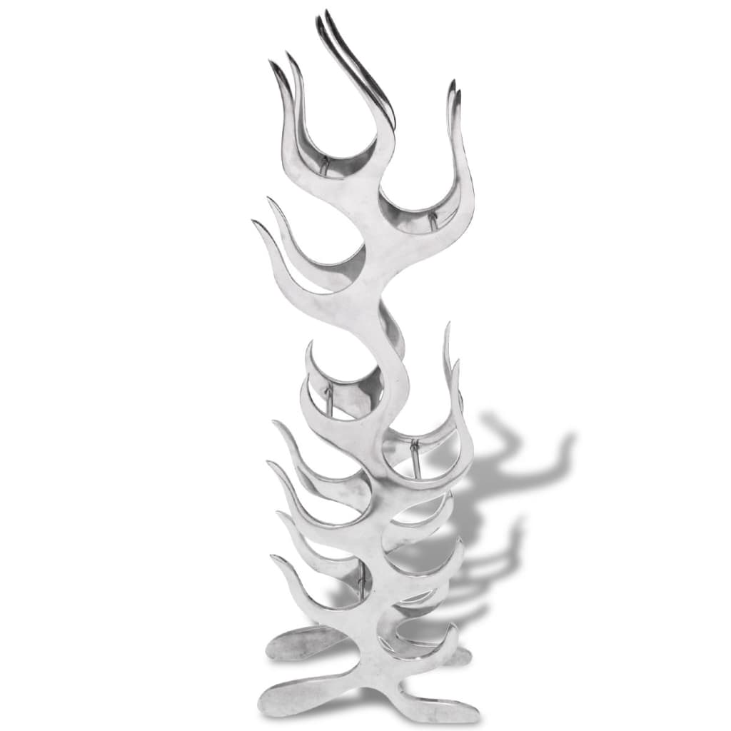 vinreol flammedesign aluminium sølvfarvet 9 flasker