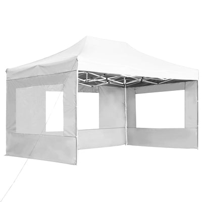 foldbart festtelt med vægge aluminium 4,5 x 3 m hvid