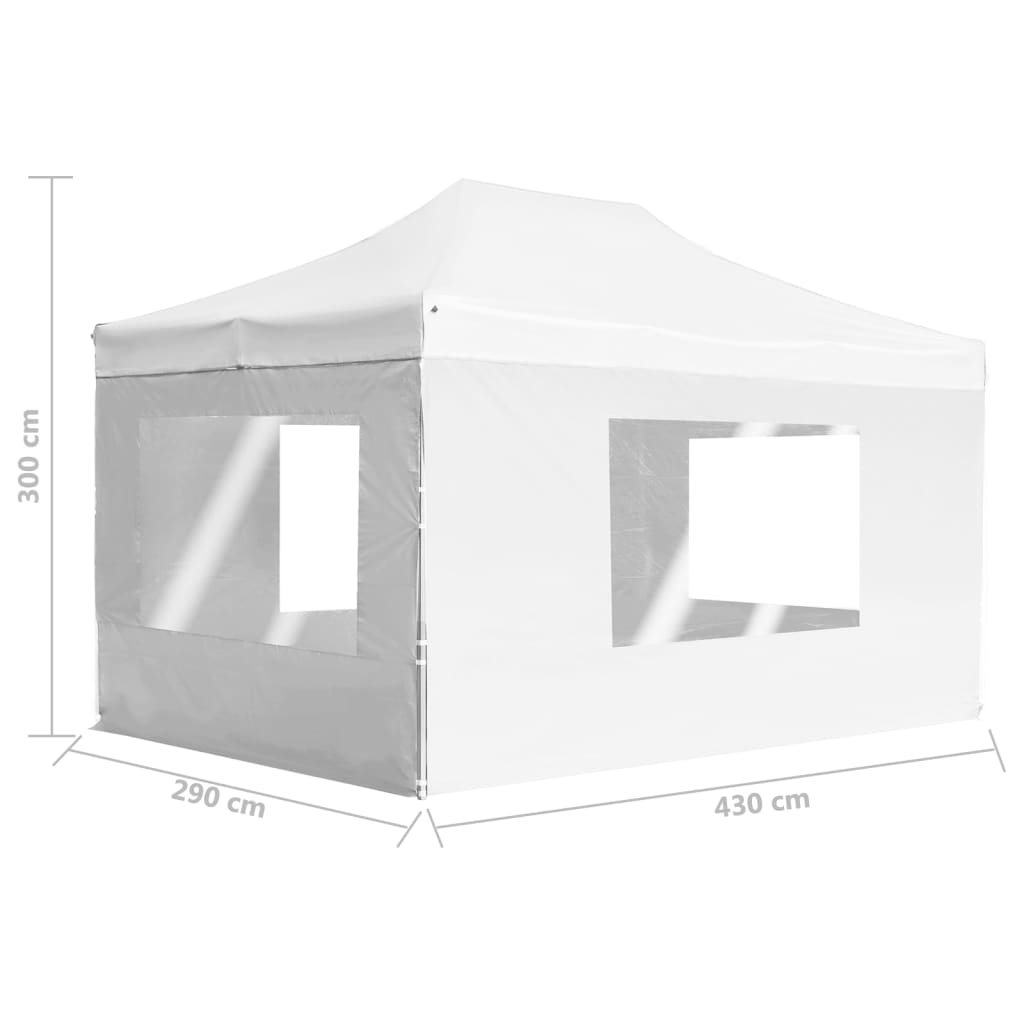 foldbart festtelt med vægge aluminium 4,5 x 3 m hvid