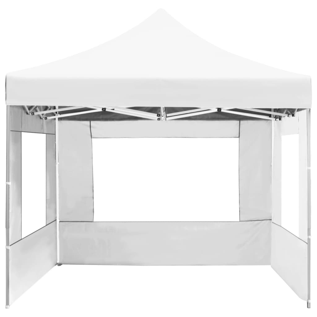 foldbart festtelt med vægge aluminium 4,5 x 3 m hvid
