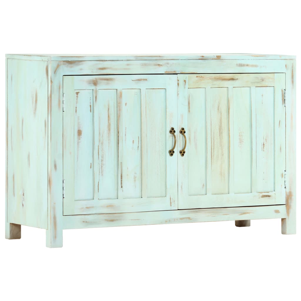 skænk 110x35x70 cm massivt mangotræ lyseblå