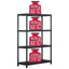 opbevaringsreol plastik 220 kg 90 x 40 x 138 cm sort