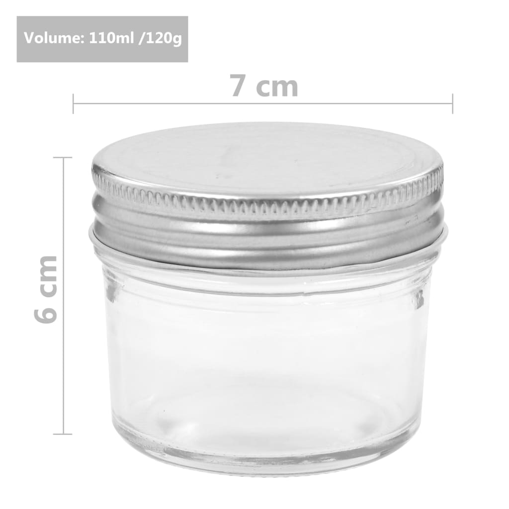 syltetøjsglas 24 stk. med sølvfarvet låg 110 ml