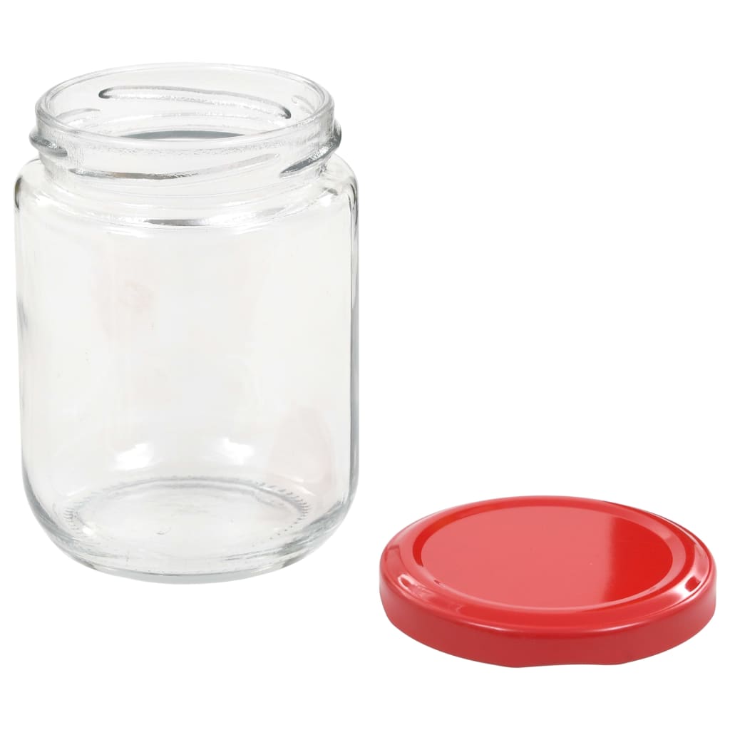 syltetøjsglas 96 stk. med røde låg 230 ml