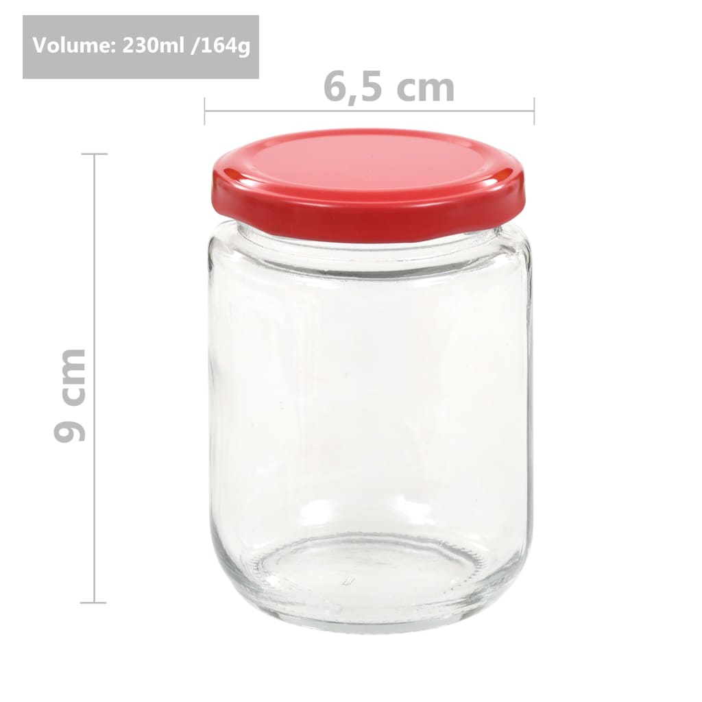 syltetøjsglas 96 stk. med røde låg 230 ml