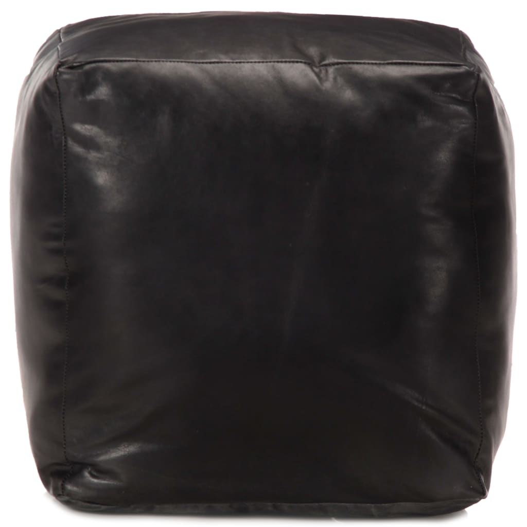 puf 40 x 40 x 40 cm ægte gedeskind sort