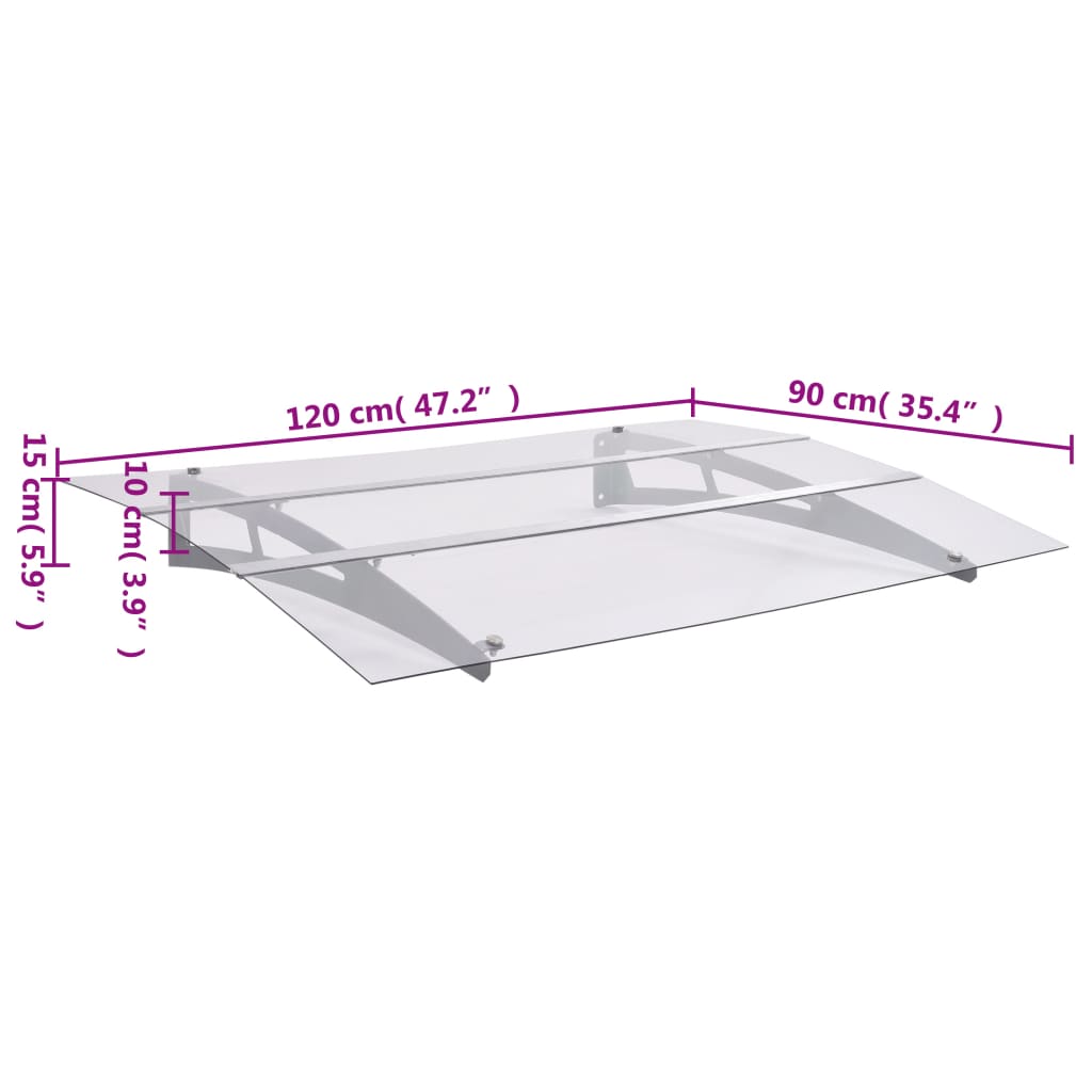 dørbaldakin 120x90 cm polycarbonat sort og transparent