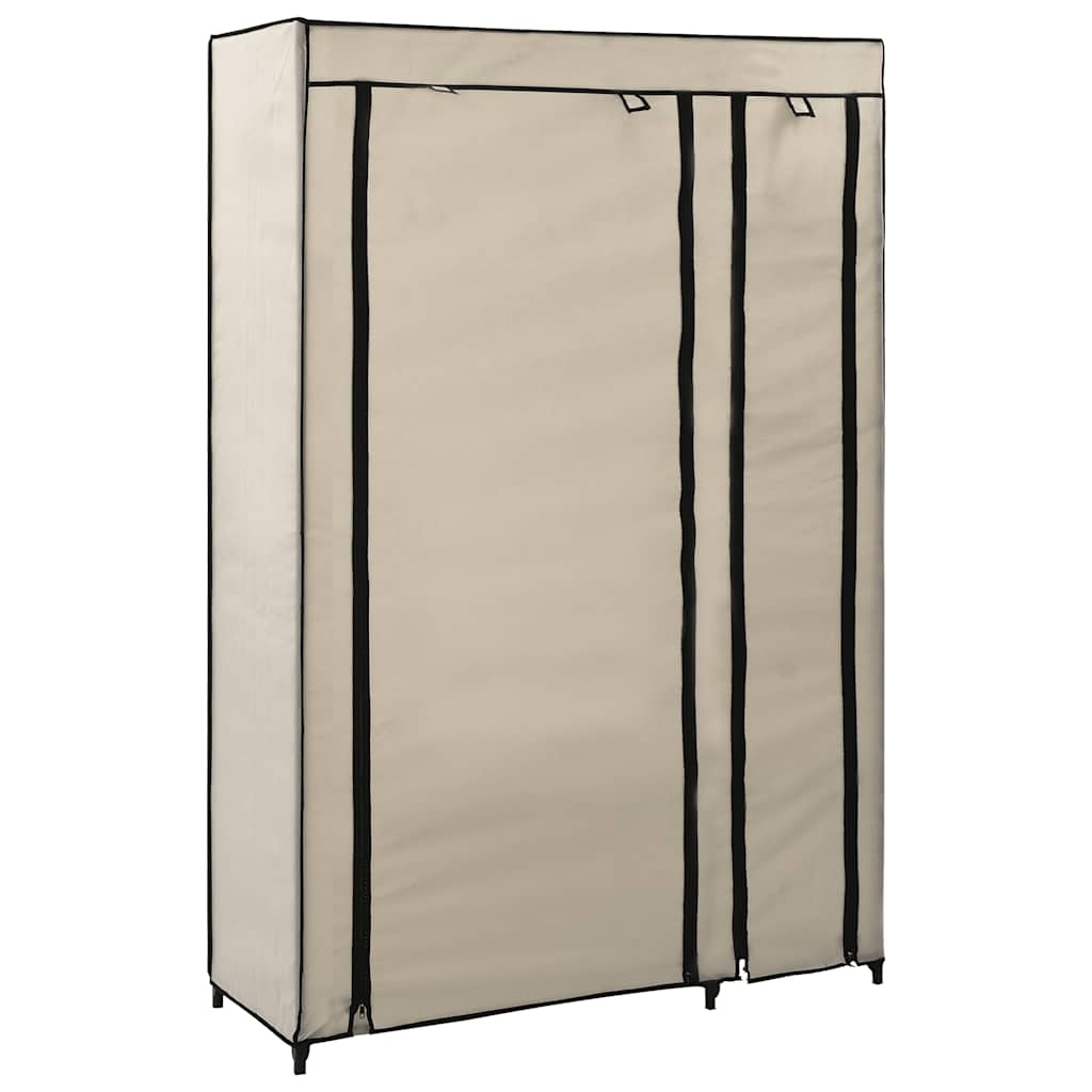 foldbart klædeskab 110 x 45 x 175 cm stof cremefarvet billede