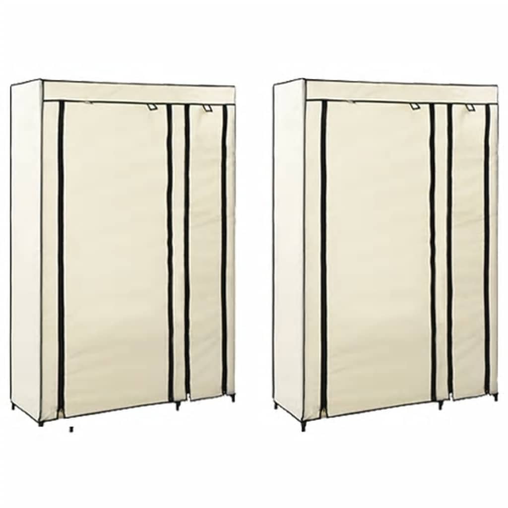 foldbare klædeskabe 2 stk. 110 x 45 x 175 cm stof cremefarvet