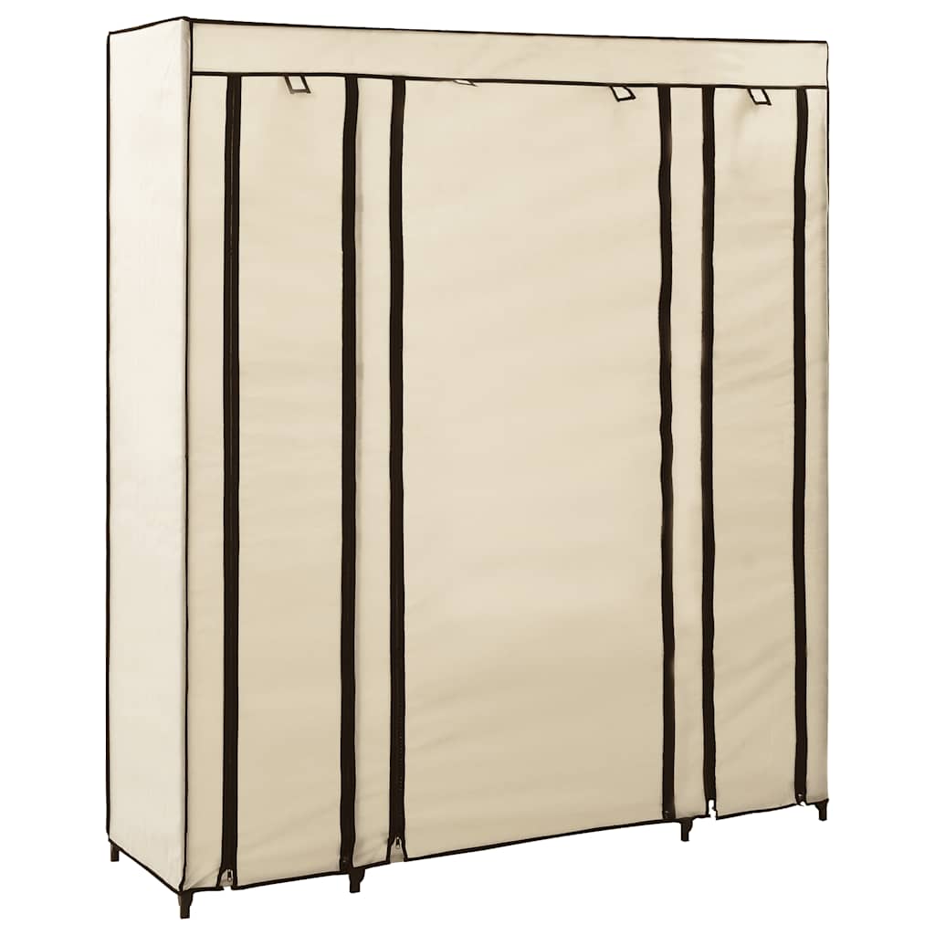 klædeskab med rum og stænger cremefarvet 150 x 45 x 176 cm stof billede