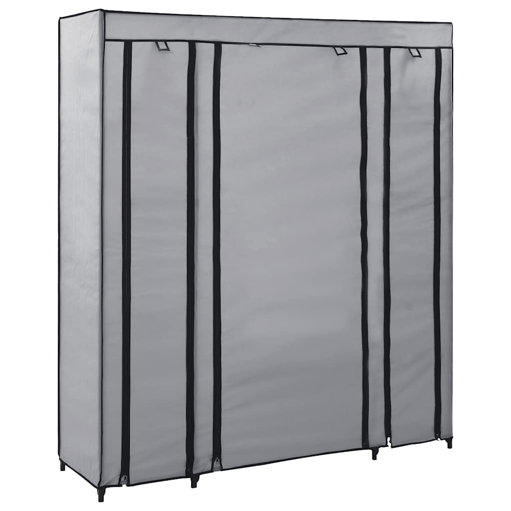 klædeskab med rum og stænger 150 x 45 x 176 cm stof grå billede