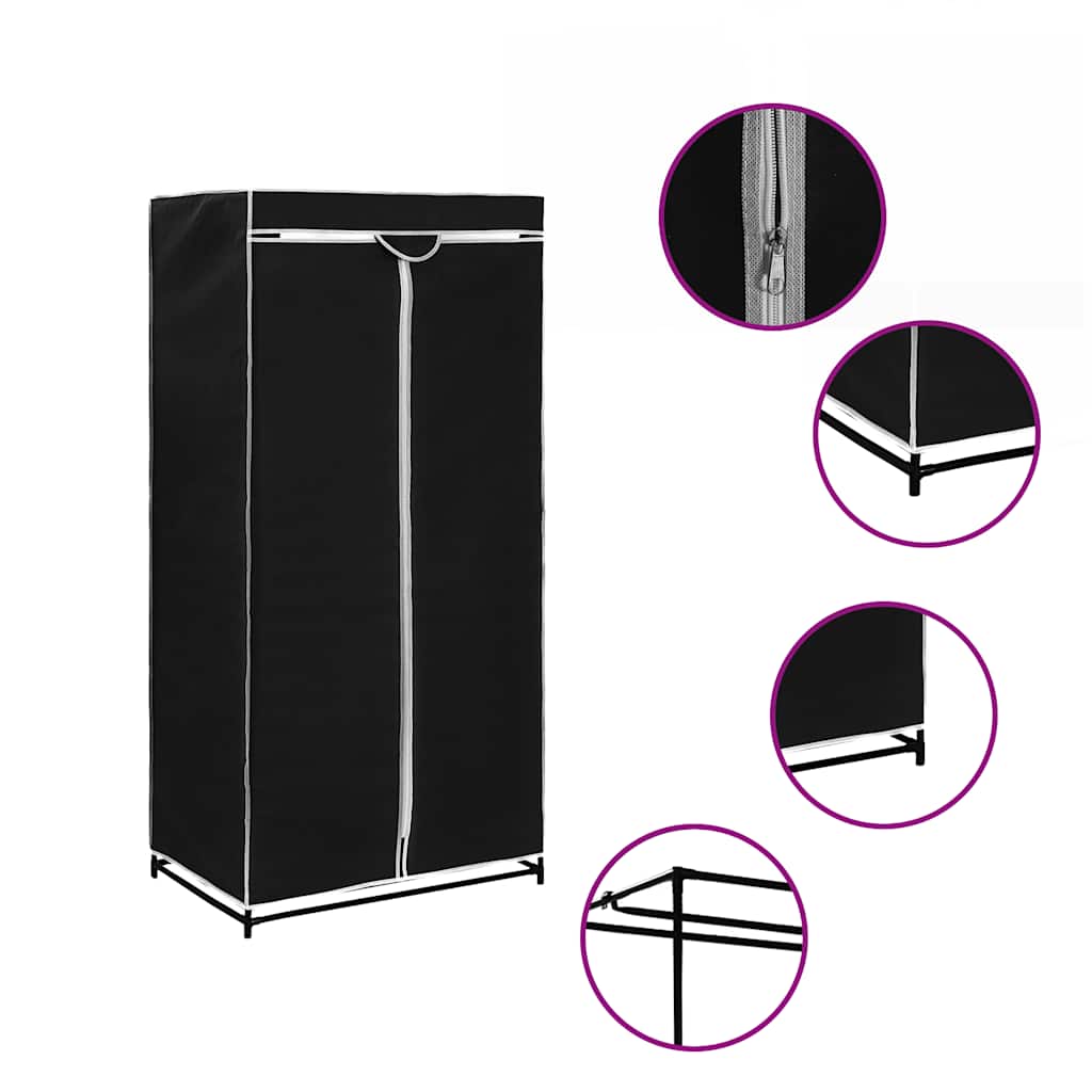 klædeskab 75 x 50 x 160 cm sort billede