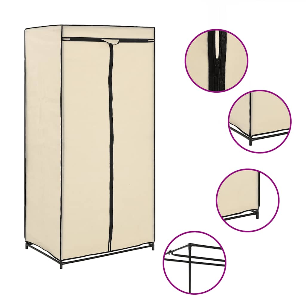 klædeskab 75x50x160 cm cremefarvet billede