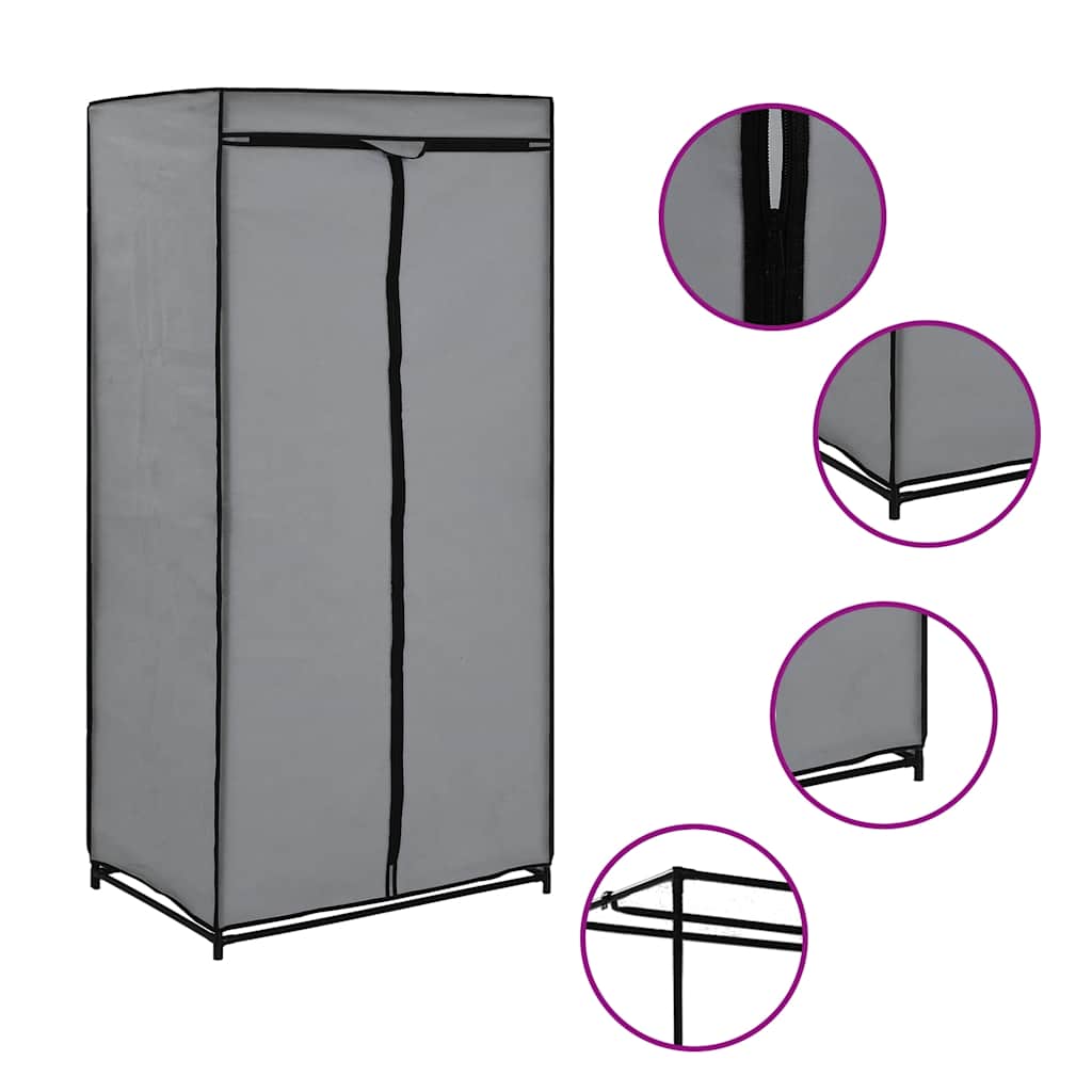 klædeskab 75 x 50 x 160 cm grå billede