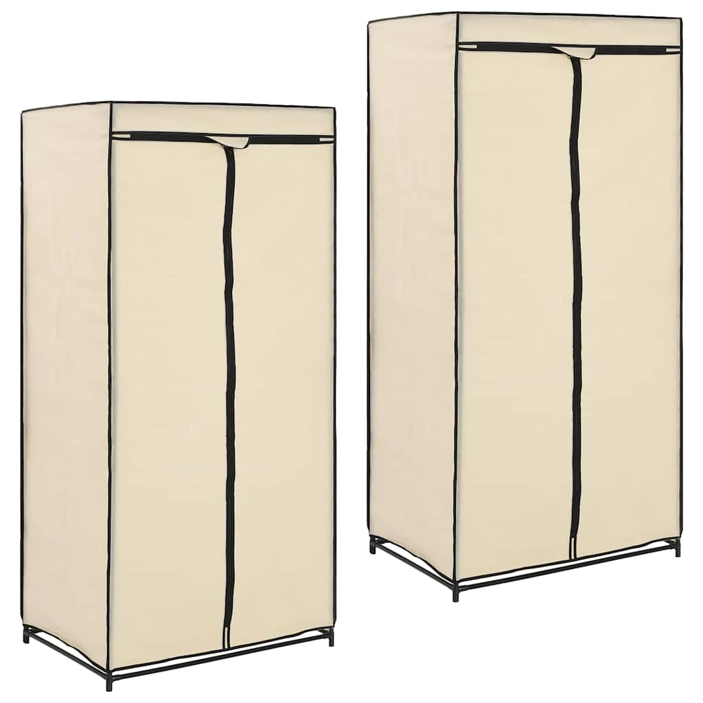 klædeskabe 2 stk. 75x50x160 cm cremefarvet billede