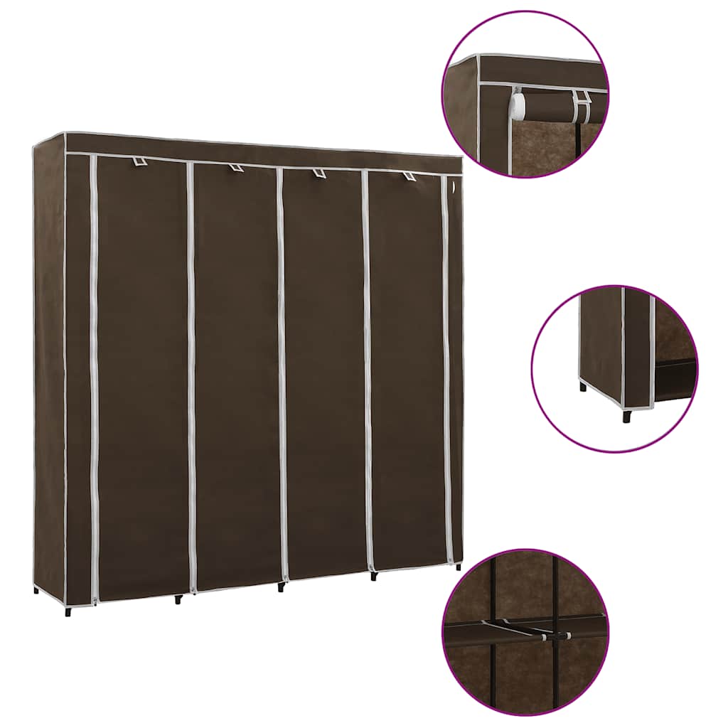 klædeskab med 4 rum 175 x 45 x 170 cm brun billede