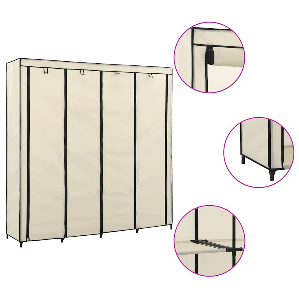 klædeskab med 4 rum 175x45x170 cm cremefarvet billede