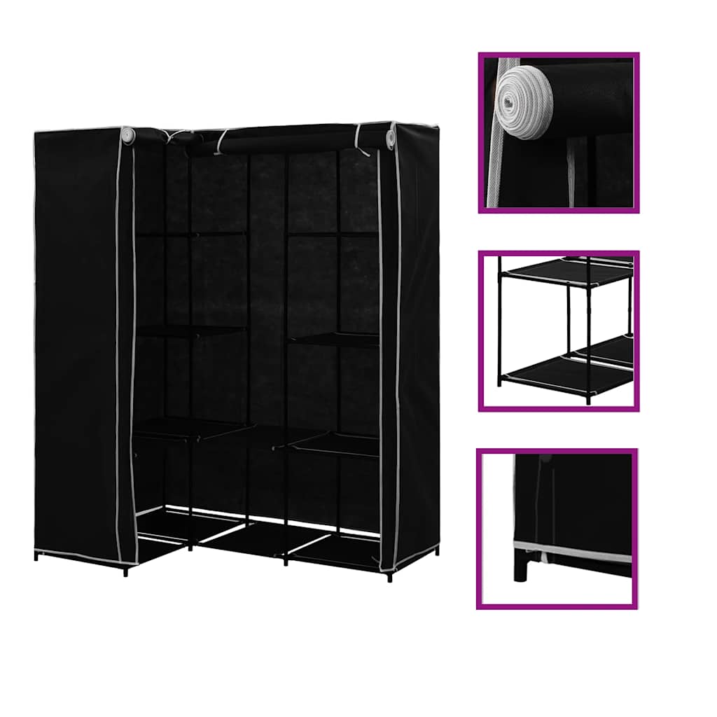hjørneklædeskab 130 x 87 x 169 cm sort billede
