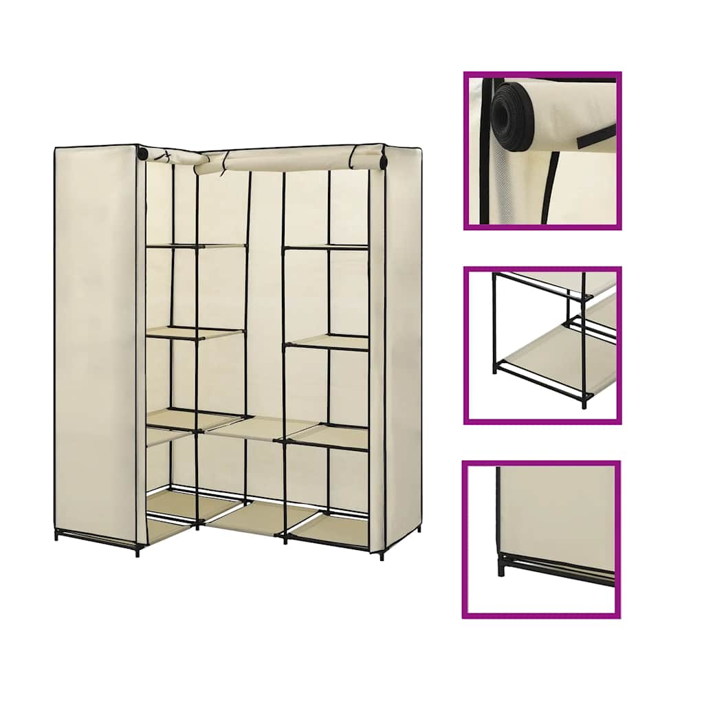 hjørneklædeskab 130x87x169 cm cremefarvet billede