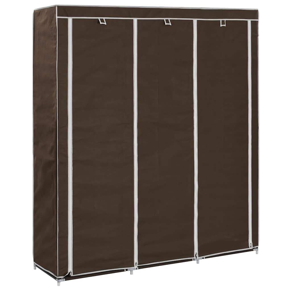 klædeskab med rum og tøjstang 150 x 45 x 175 cm stof brun billede