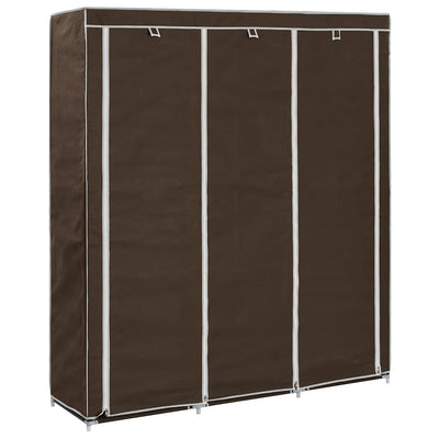 klædeskab med rum og tøjstang 150 x 45 x 175 cm stof brun