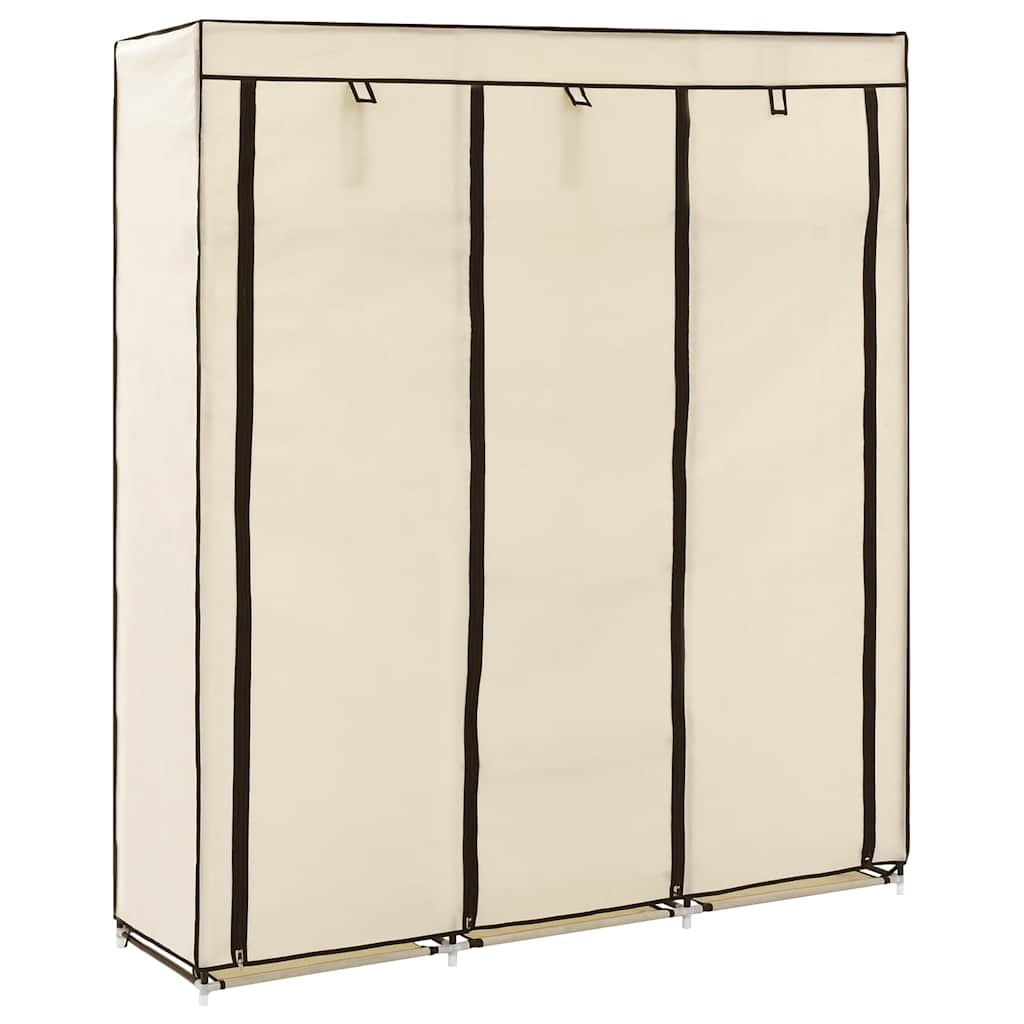 klædeskab med rum og tøjstænger 150 x 45 x 175 cm stof creme billede