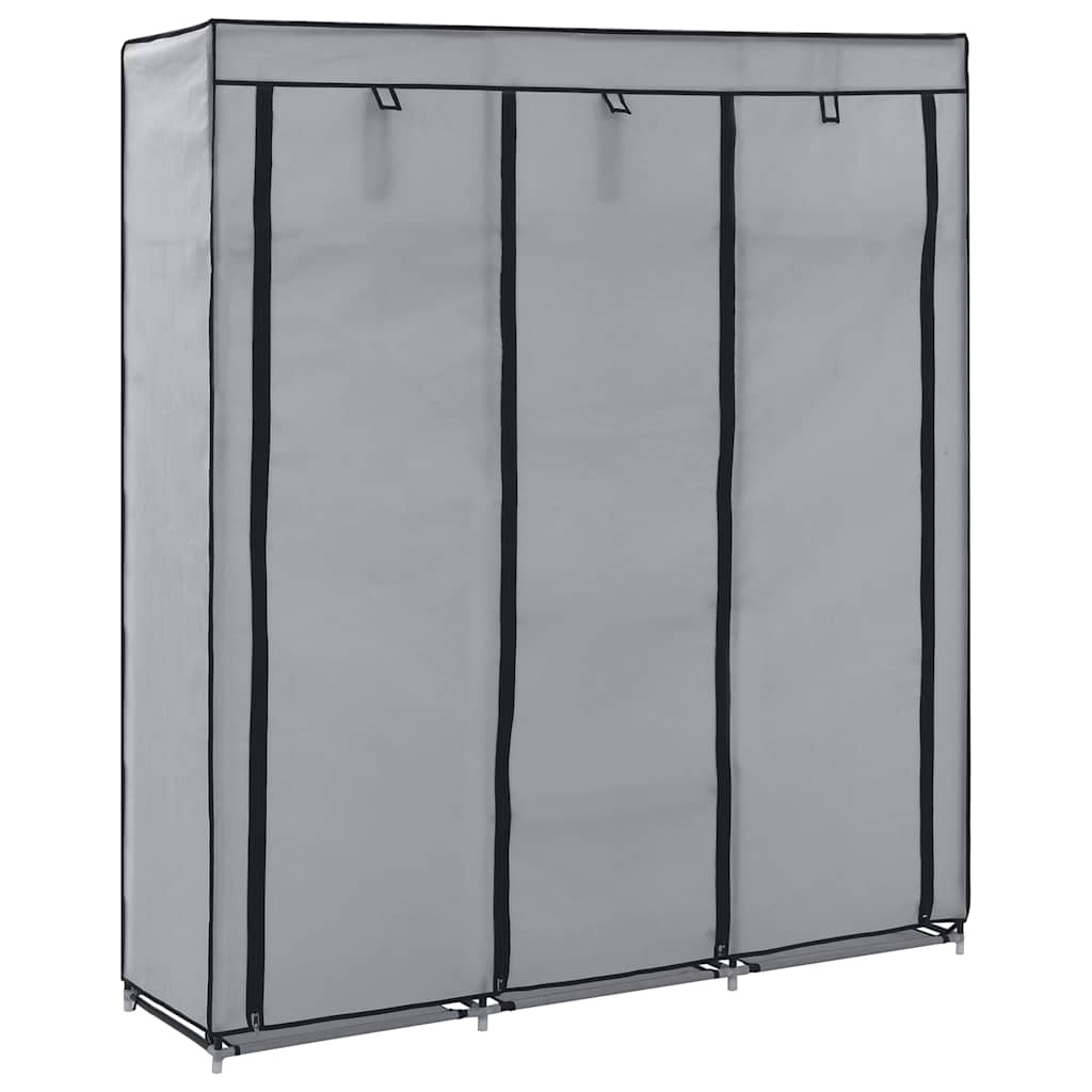 klædeskab med rum og tøjstænger 150 x 45 x 175 cm stof grå billede