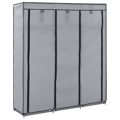 klædeskab med rum og tøjstænger 150 x 45 x 175 cm stof grå