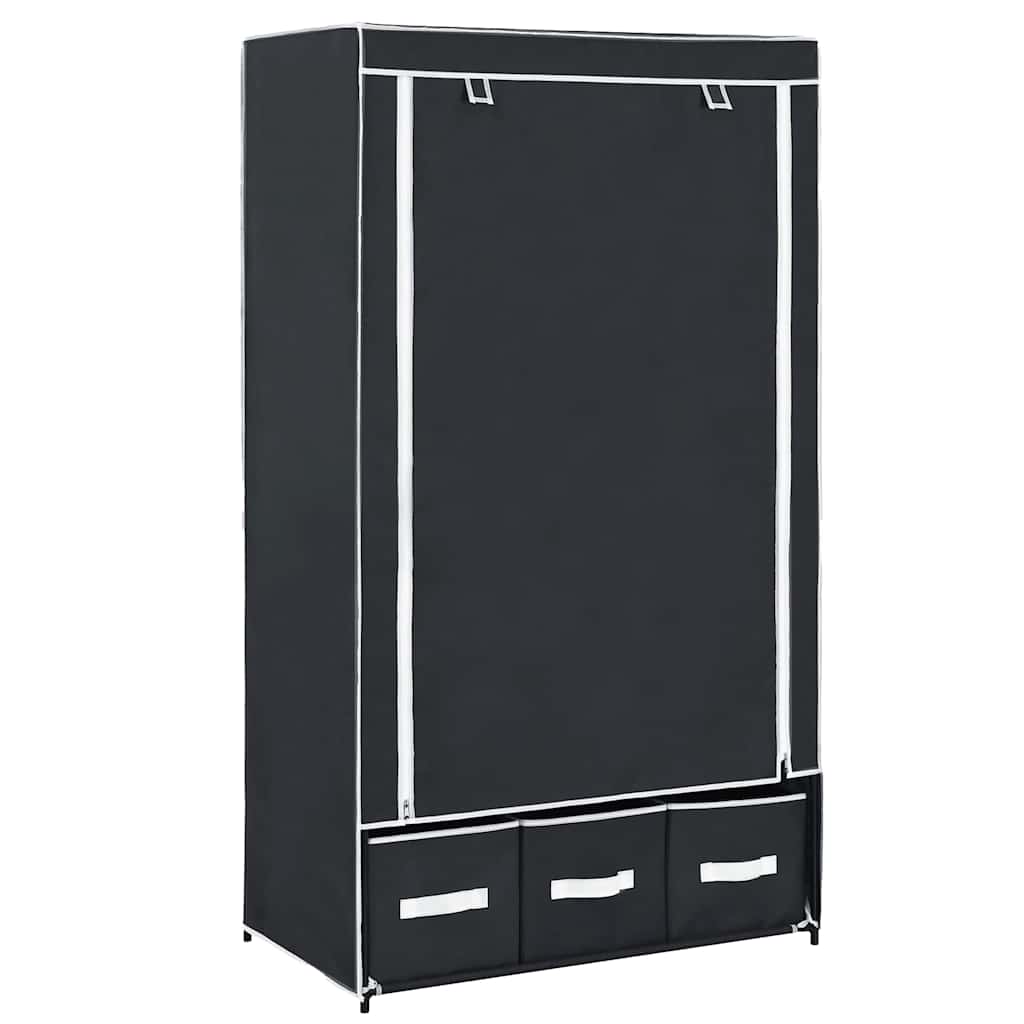 klædeskab 87 x 49 x 159 cm stof sort billede