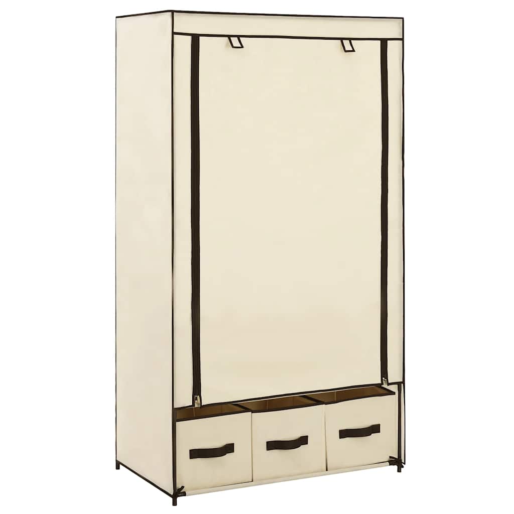 klædeskab 87 x 49 x 159 cm stof cremefarvet billede