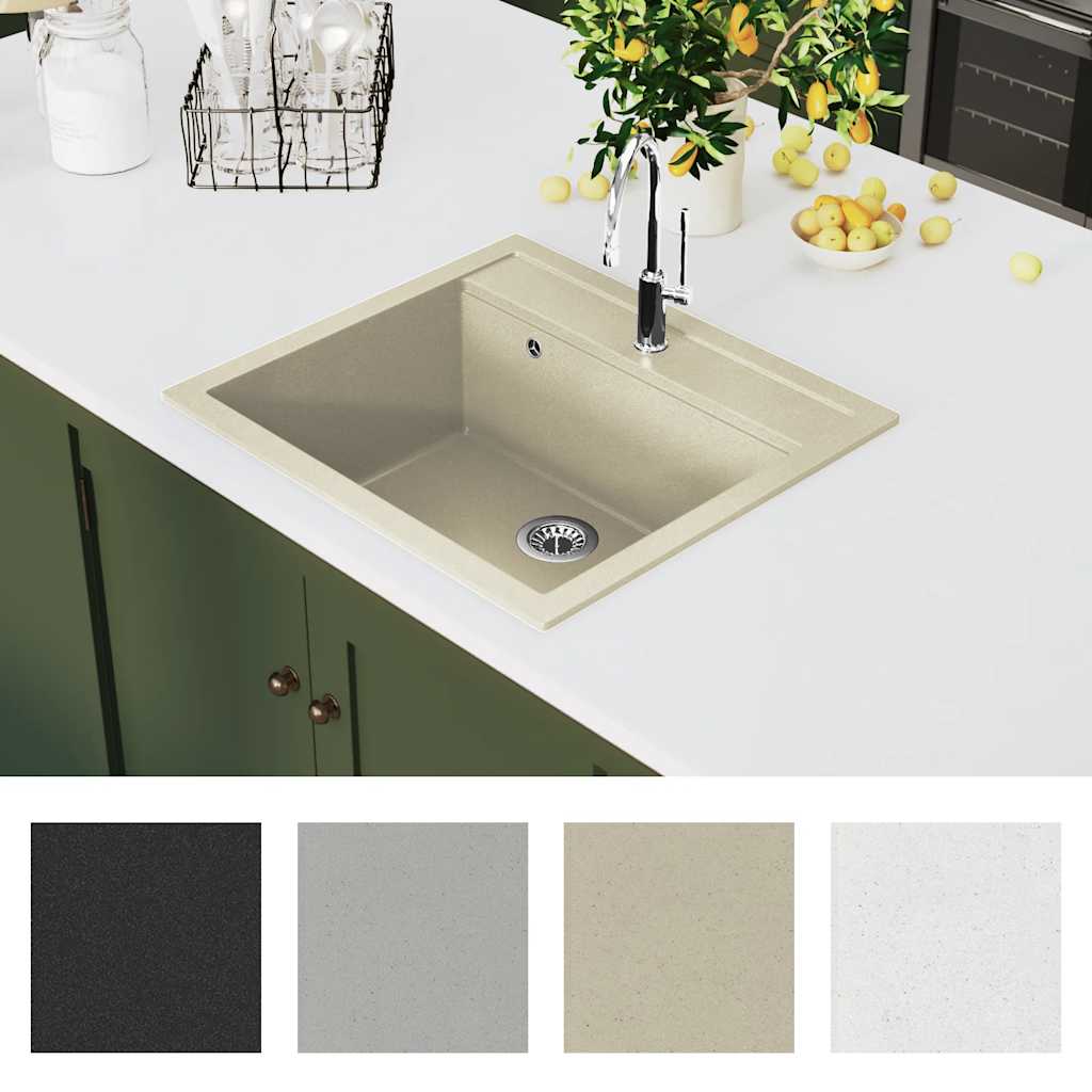 køkkenvask granit enkelt vask beige