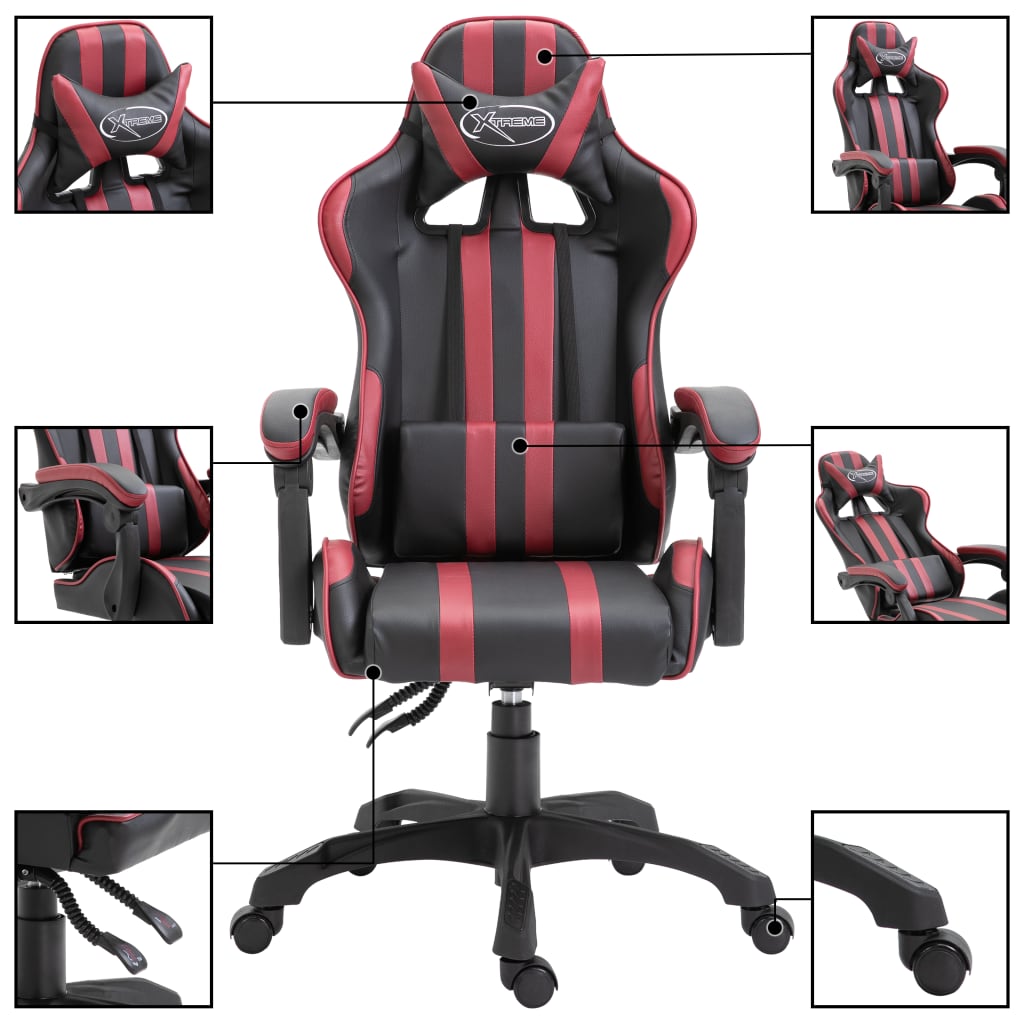 gamingstol kunstlæder vinrød