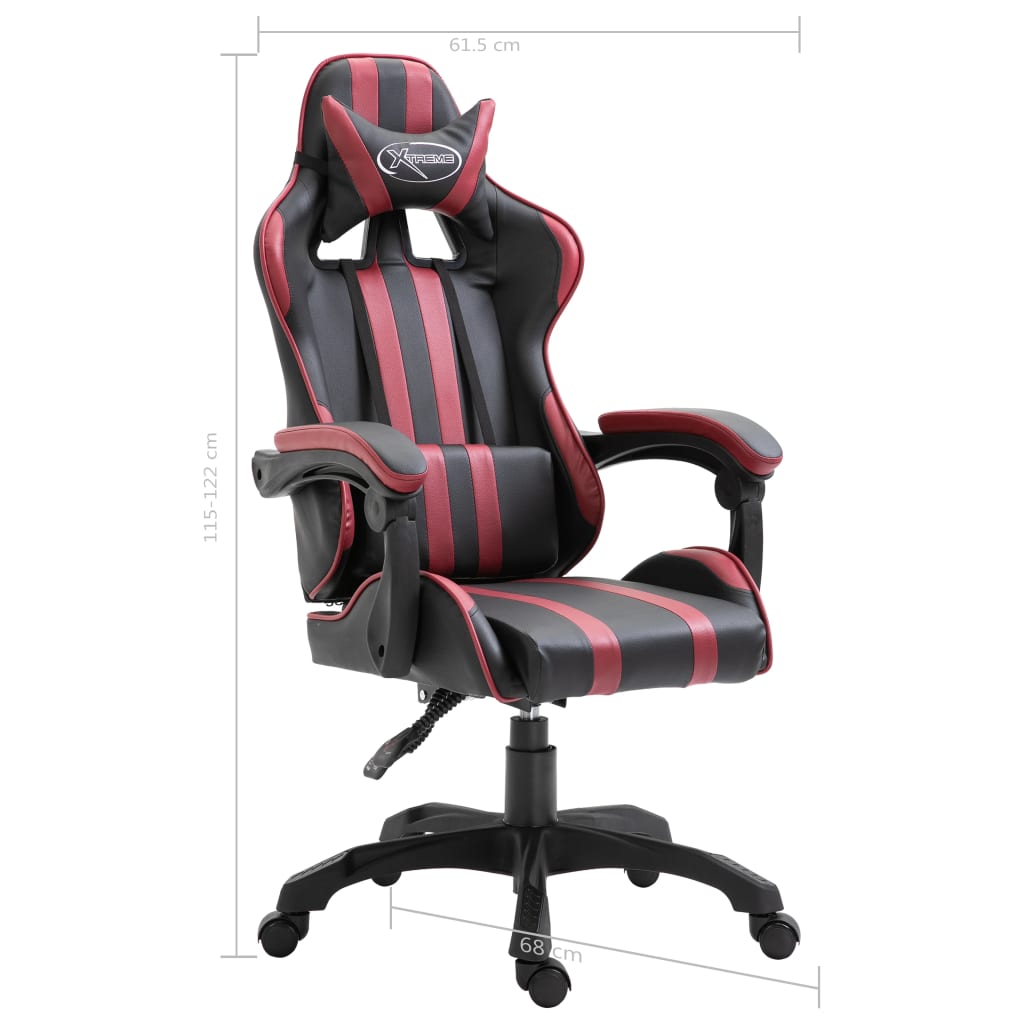 gamingstol kunstlæder vinrød