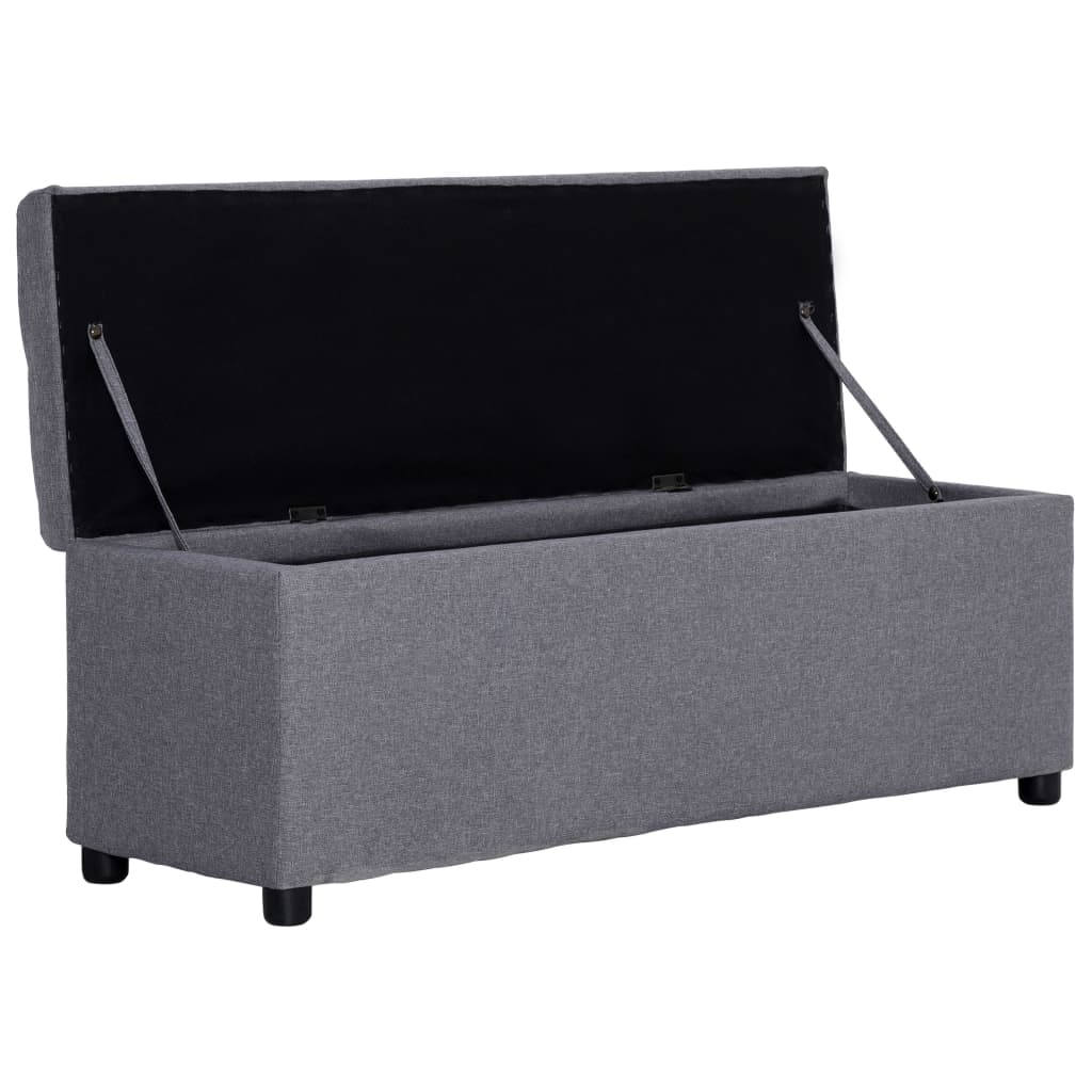 bænk med opbevaringsrum 116 cm polyester lysegrå