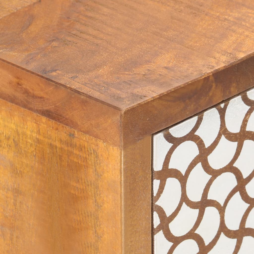 skænk med trykt mønster 90 x 30 x 70 cm massivt mangotræ