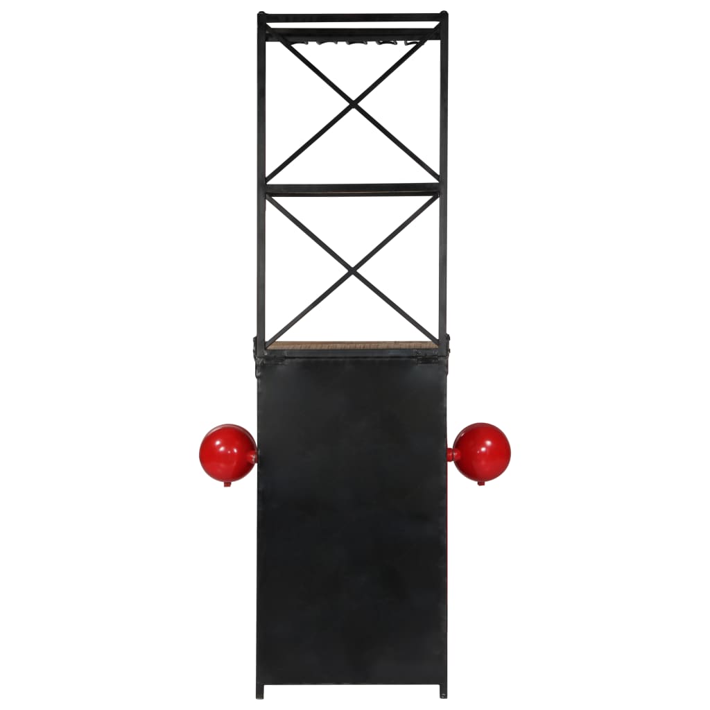 vinskab i traktordesign 49x31x172 cm massivt mangotræ