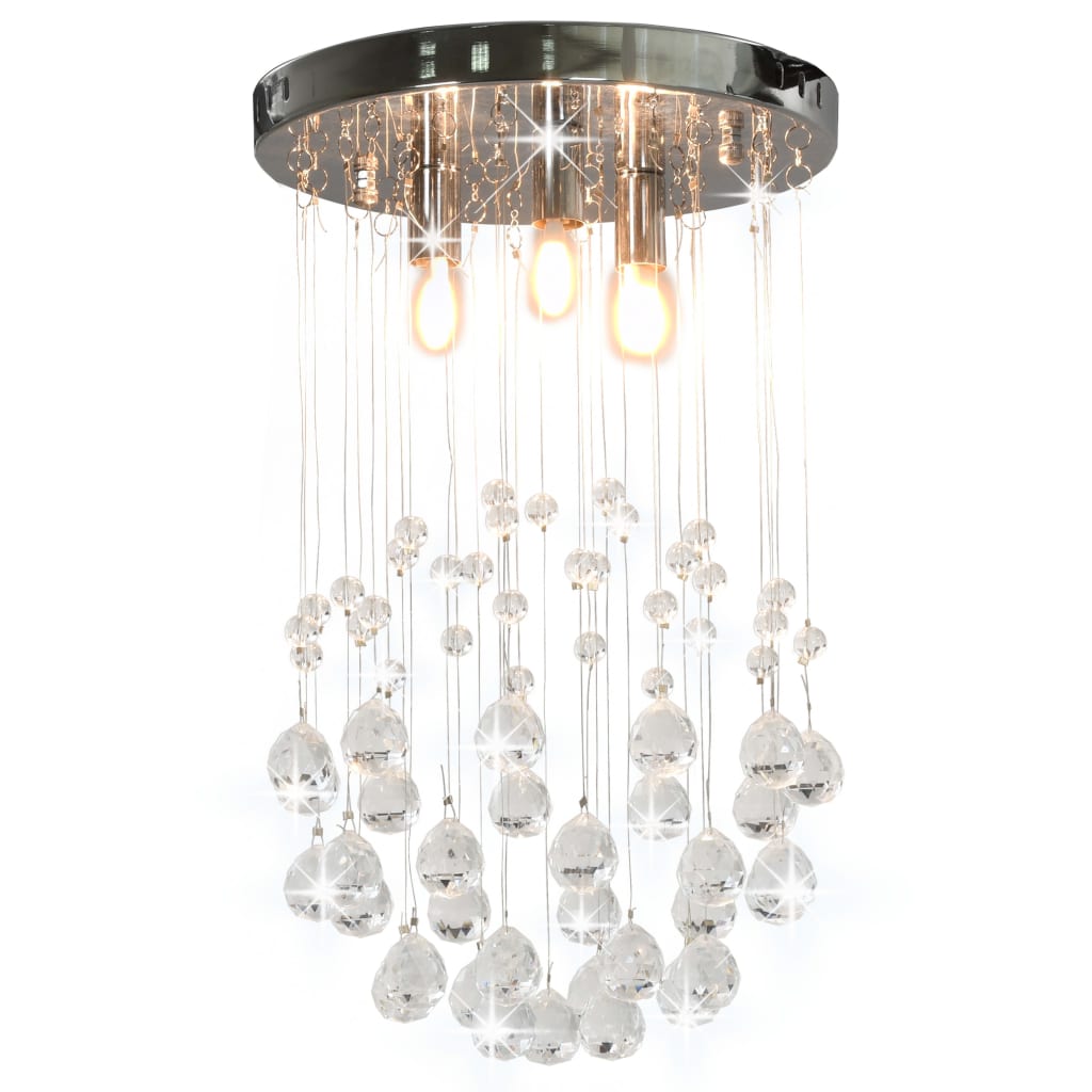 loftlampe med krystalperler kugleformet 3 x G9-pærer sølvfarvet billede