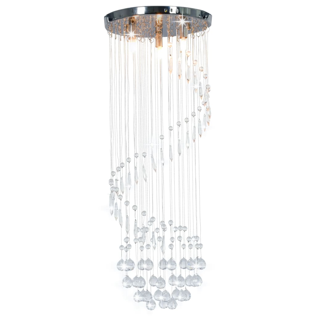 loftlampe med krystalperler spiralform G9 sølvfarvet billede