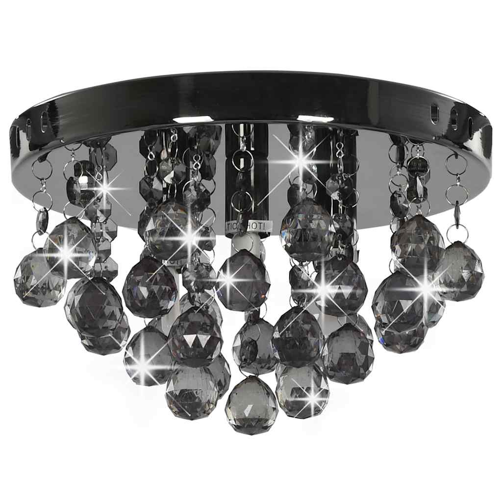 loftlampe med røgfarvede perler rund G9 sort
