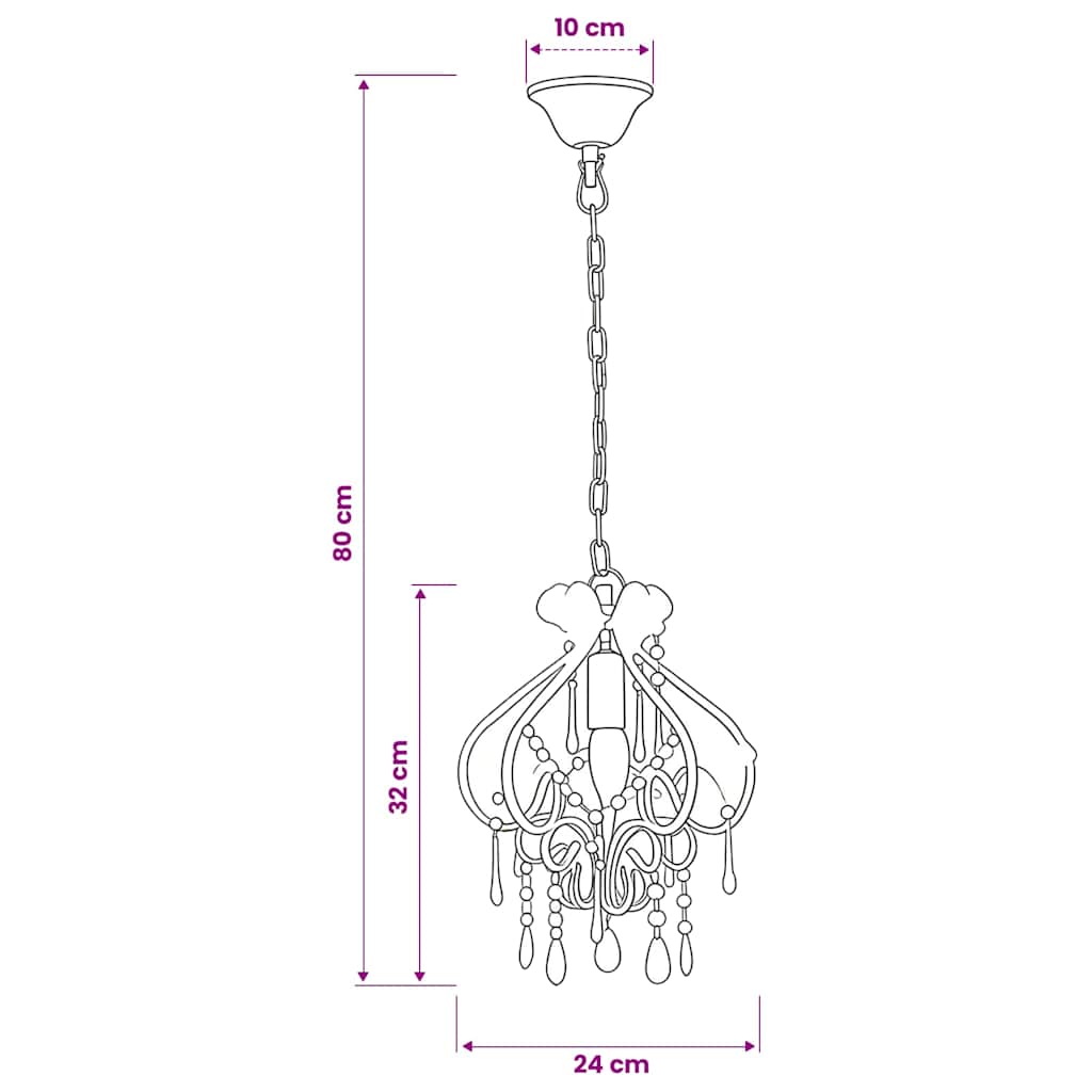 loftlampe med perler rund E14 hvid