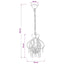 loftlampe med perler rund E14 pink