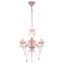 lysekrone med perler rund 3 x E14 pink