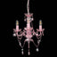 lysekrone med perler rund 3 x E14 pink