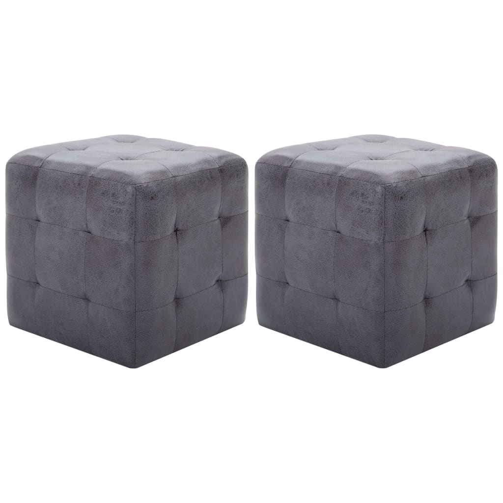sengeskabe 2 stk. 30 x 30 x 30 cm imiteret ruskind grå