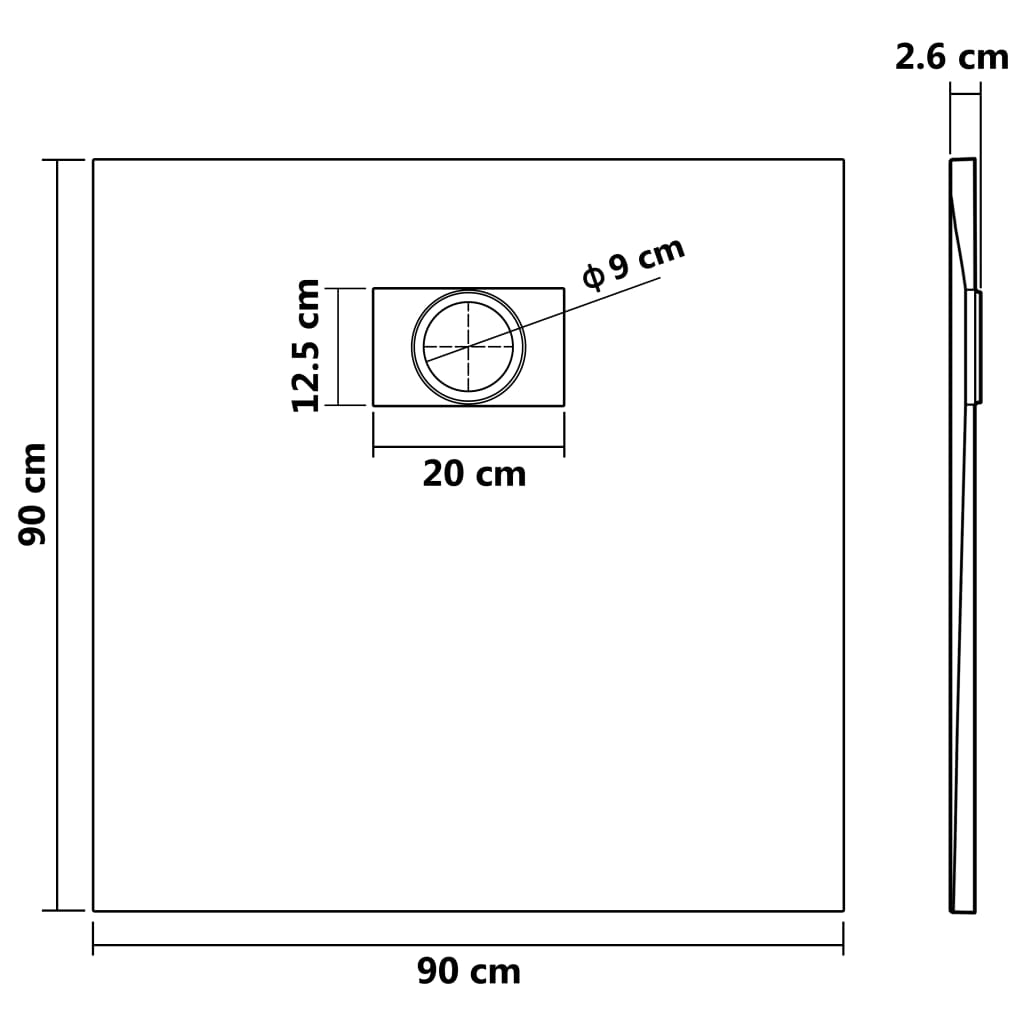 brusekar SMC 90 x 90 cm hvid