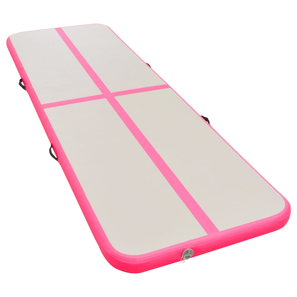 oppustelig gymnastikmåtte med pumpe 300 x 100 x 10 cm PVC Pink