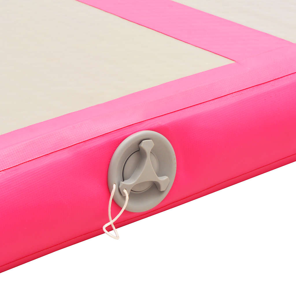 oppustelig gymnastikmåtte med pumpe 300 x 100 x 10 cm PVC Pink