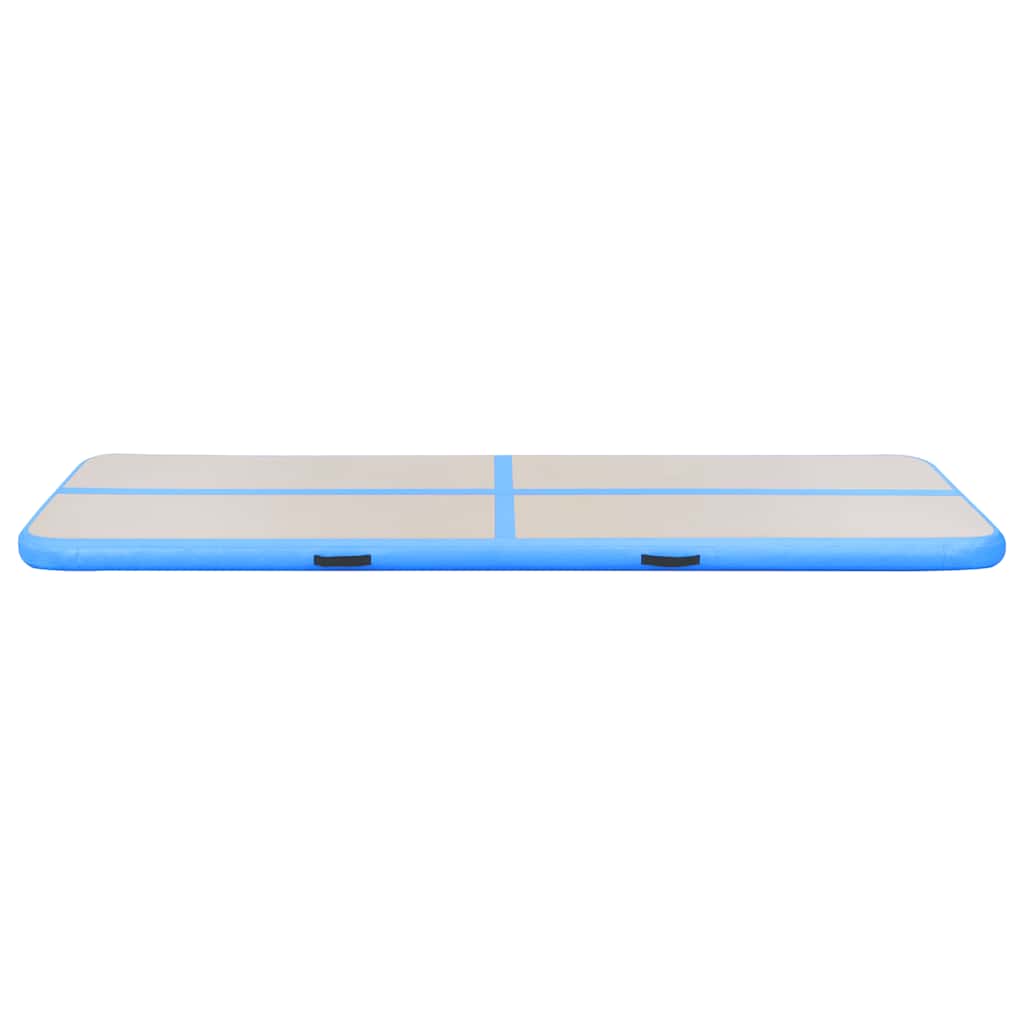 oppustelig gymnastikmåtte med pumpe 300 x 100 x 10 cm PVC blå