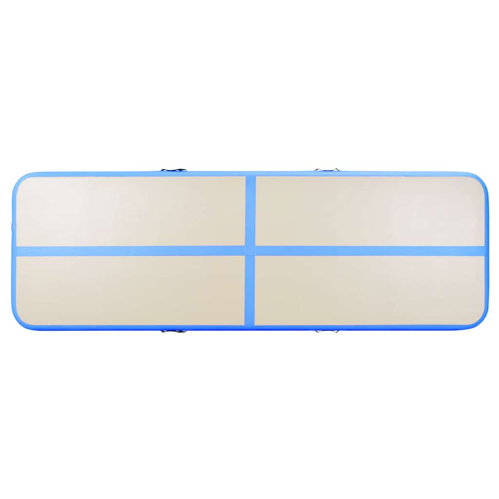 oppustelig gymnastikmåtte med pumpe 300 x 100 x 10 cm PVC blå